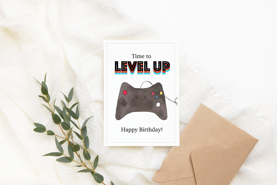 Level up Gamer Birthday Card