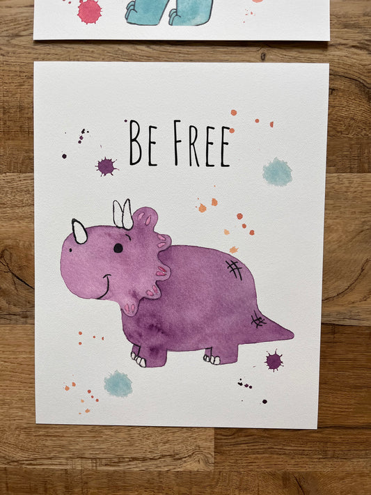 Be Free Purple Dino Print