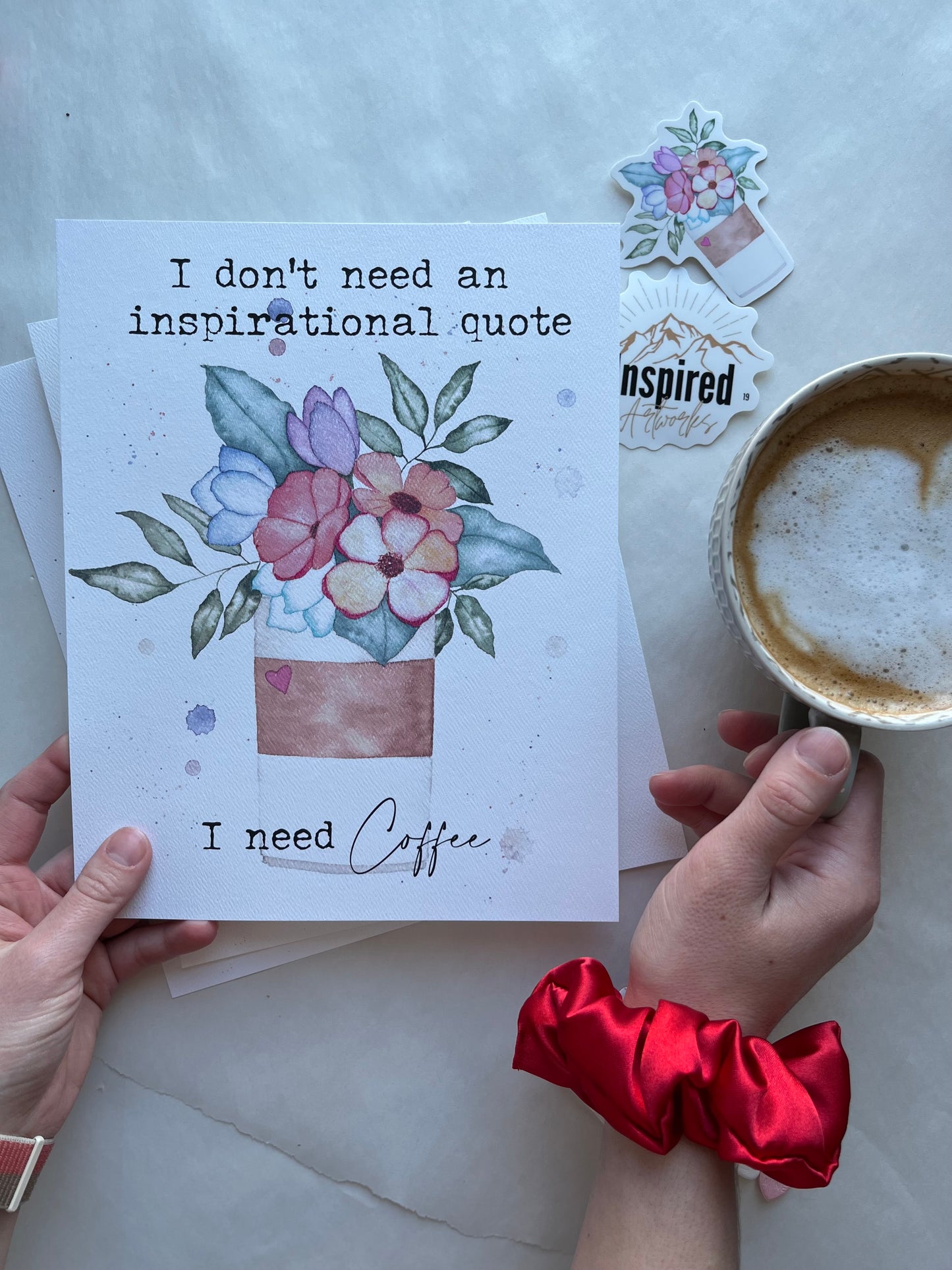 Floral Inspirational Coffee Quote Print